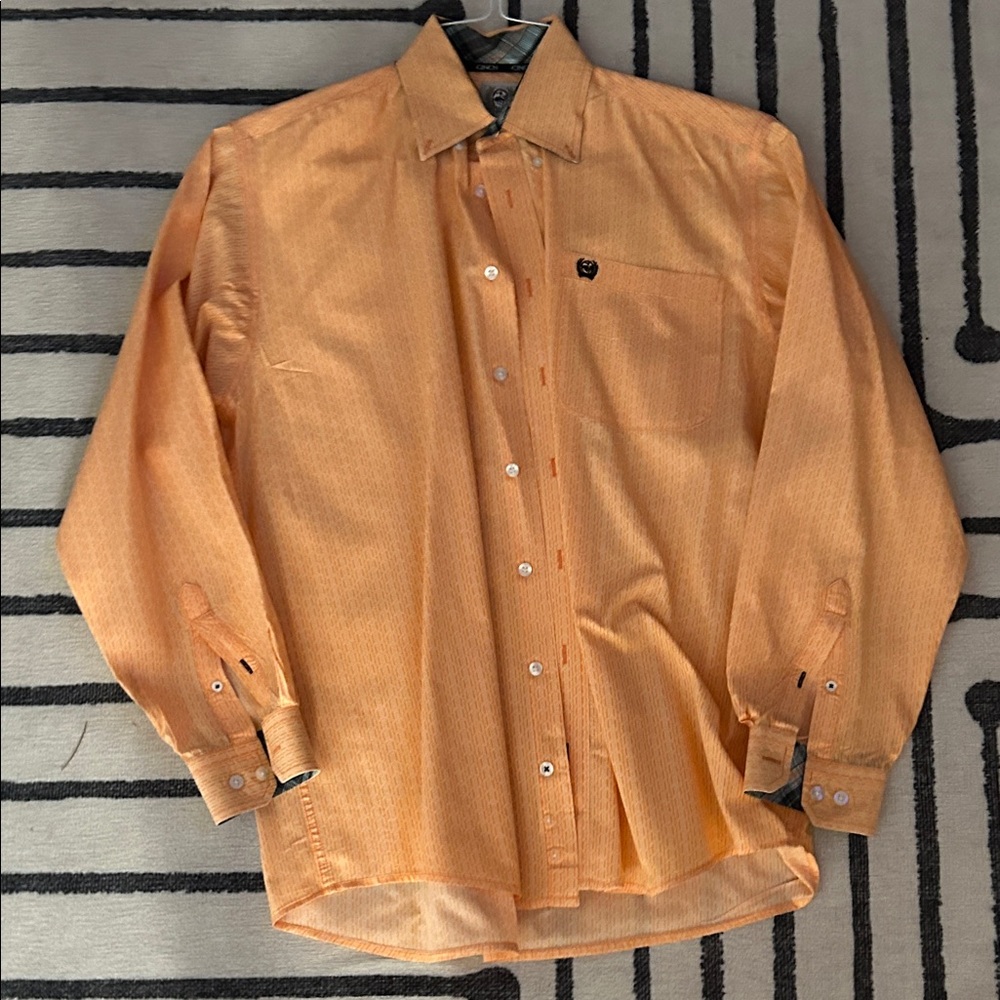 Cinch Men's Casual Orange Button Down Shirt